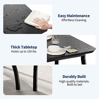 3-Piece Retro Dining SetSpace-Saving Table & 2 Upholstered Benches for 4
