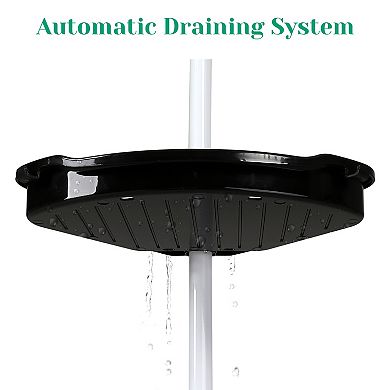 4-Tier Corner Shower Caddy with Tension Pole，Adjustable 39123 Inches, Rustproof Standing Organizer