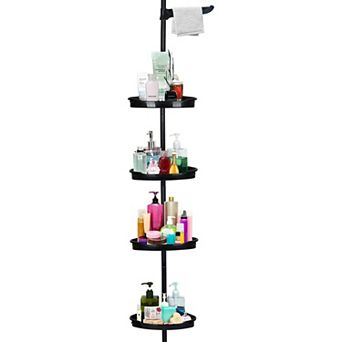 4 tier Corner Shower Caddy with Tension Pole，Adjustable 39123 in Rustproof Standing Organizer
