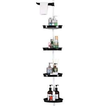 4 tier Corner Shower Caddy with Tension Pole，Adjustable 39123 in Rustproof Standing Organizer