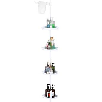 4 tier Corner Shower Caddy with Tension Pole，Adjustable 39123 in Rustproof Standing Organizer
