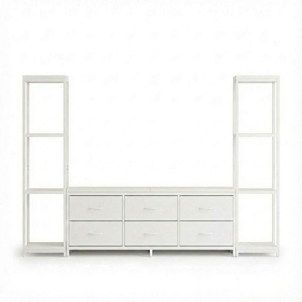 Danolapsi Modern Industrial Dresser TV Stand for 75 Inch TV 6 Fabric  Drawers 4-Tier Storage