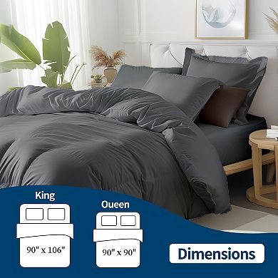 Waterproof down comforter set with zipper and buttons, includes pillowcases