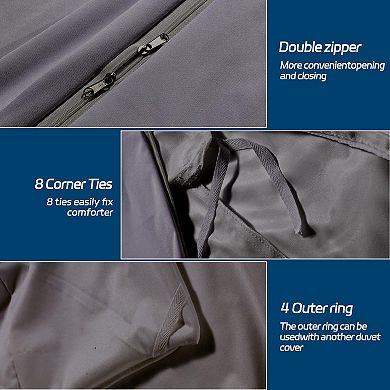 Waterproof down comforter set with zipper and buttons, includes pillowcases
