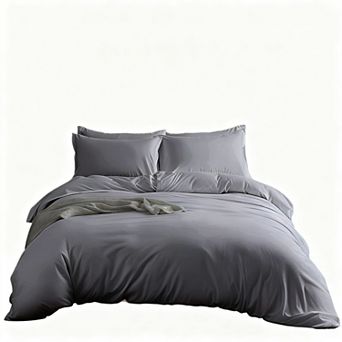 Waterproof down comforter set with zipper and buttons, includes pillowcases