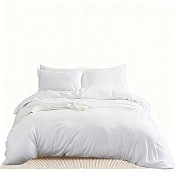 Waterproof down comforter set with zipper and buttons, includes pillowcases