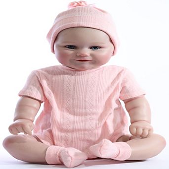 18 inch Baby Doll in Pink Knit Outfit Lifelike Newborn Doll with Hat & Booties
