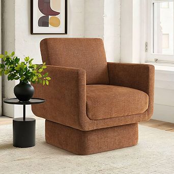 Modern 360° Swivel Accent Chair, 27" Wide Upholstered Square Armchair