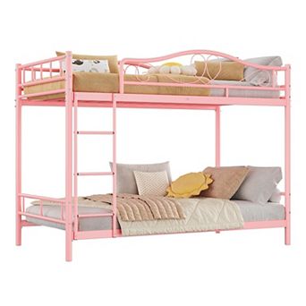 Loft Bed Twin Size with Ladder & Safety Guardrail,Heavy Duty Metal Twin Loft Bed 400 Lbs Capacity