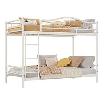 Loft Bed Twin Size with Ladder & Safety Guardrail,Heavy Duty Metal Twin Loft Bed 400 Lbs Capacity