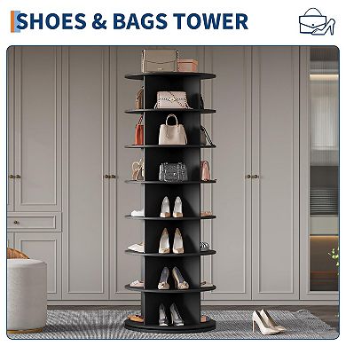 7-Tier Rotating Shoe Rack Tower 360° Spinning Freestanding Shoe Organizer for Closet and Entryway