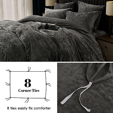 Ultra Soft Velvet Duvet Cover Set - 3pcs Queen Size, Elegant Design, Secure Fit