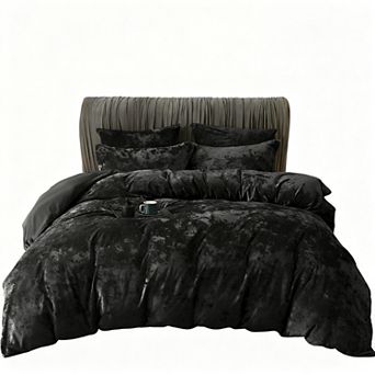 Ultra Soft Velvet Duvet Cover Set - 3 pc Queen Size, Elegant Design, Secure Fit