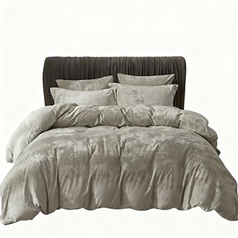 Ultra Soft Velvet Duvet Cover Set - 3 pc Queen Size, Elegant Design, Secure Fit