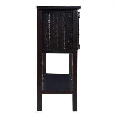 Whisen Solid Wood Console Table with Drawers, Cabinets and Bottom Shelf