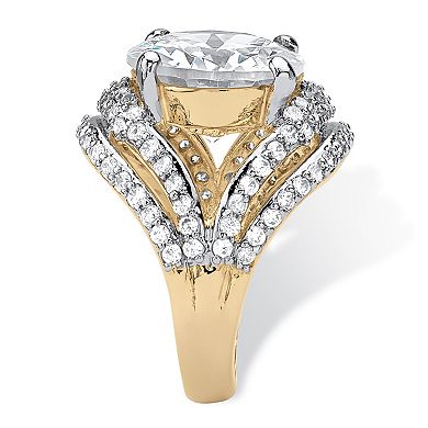 9.88 TCW Cubic Zirconia Gold-Plated Engagement Double Split-Shank Ring