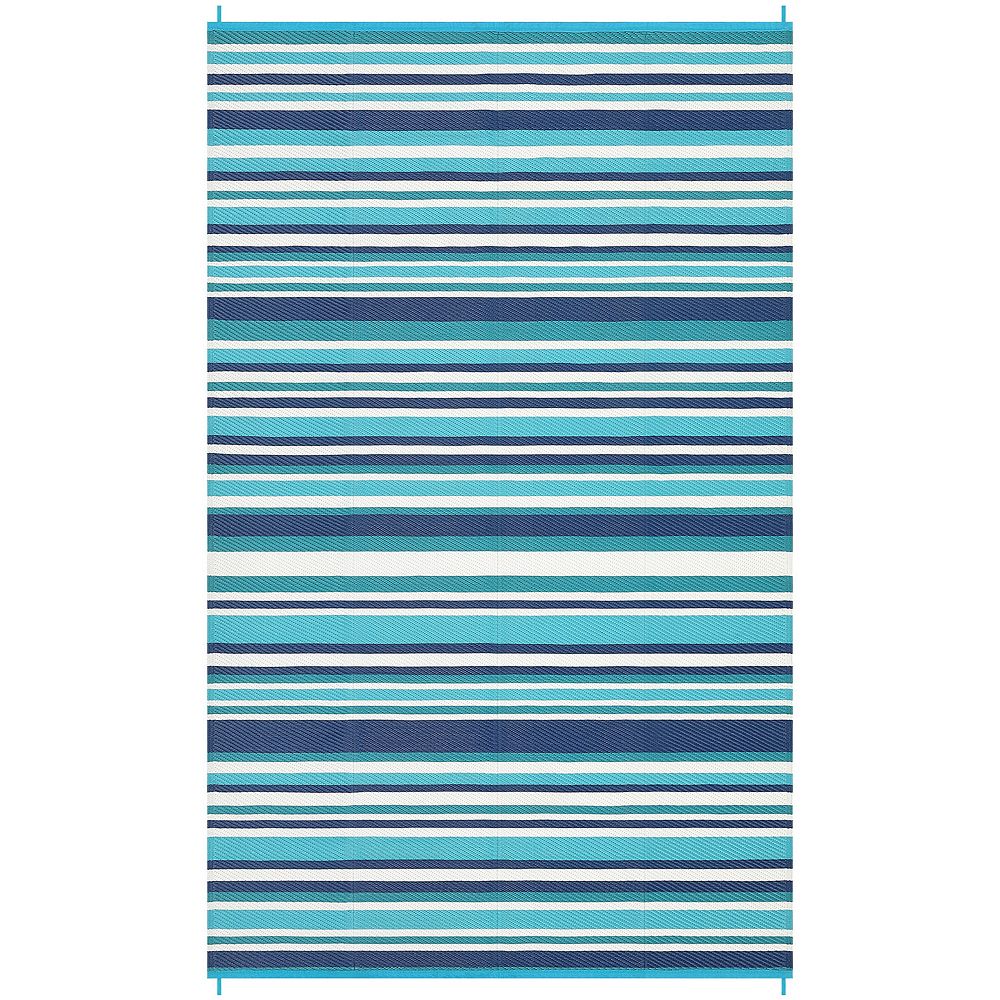Modern Striped Outdoor Area Rug UV Resistant Pet Friendly Reversible ...