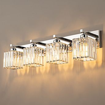 ZLAIQB 28.34" 4-Light Modern Crystal Bathroom Wall Lamp