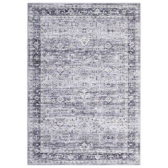Vintage Area Rug Machine Washable Low Pile Pet Friendly Foldable Floor Cover for Living Room