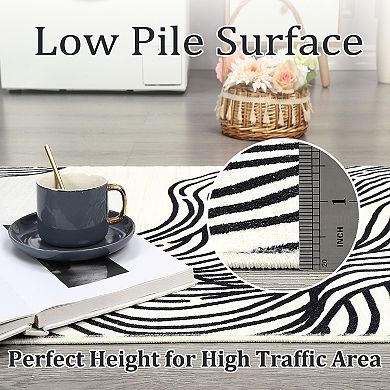 Area Rug, Washable Faux Wool Non-Slip Modern Abstract Carpet for Living Room