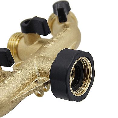 Swtroom Garden Hose Splitter Solid Brass Spigot Adapter Faucet Manifold with 4 Valves