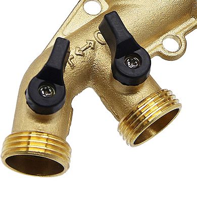 Swtroom Garden Hose Splitter Solid Brass Spigot Adapter Faucet Manifold with 4 Valves