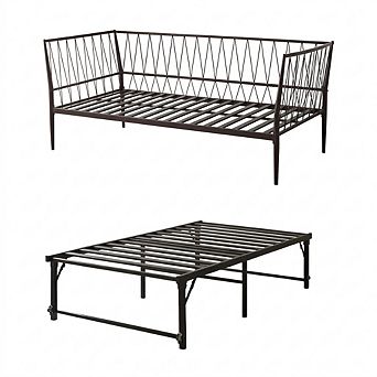 Kings Brand Furniture Bella Modern Twin Daybed with Geometric Metal Frame