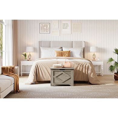 23.6" Storage Bench ,Wooden Toy Chest with Safety Hinge, Multi-Functional Entryway,Easy Assembly