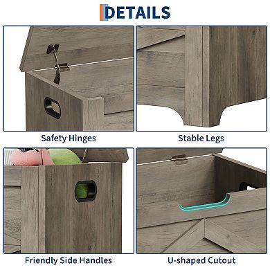 23.6" Storage Bench ,Wooden Toy Chest with Safety Hinge, Multi-Functional Entryway,Easy Assembly