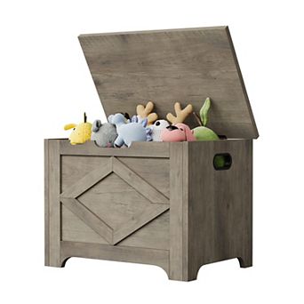 23.6" Storage Bench ,Wooden Toy Chest with Safety Hinge, Multi-Functional Entryway,Easy Assembly
