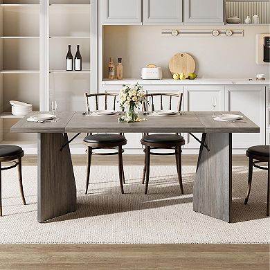 71 " Rectangular Dining Table for 6 People, Farmhouse Kitchen Table with Large Tabletop,table only