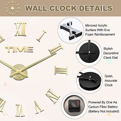 39.37-47.24 Inch Modern Frameless DIY Wall Clock 1Pc