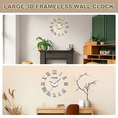 39.37-47.24 Inch Modern Frameless DIY Wall Clock 1Pc