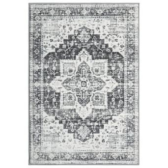 Medallion Area Rug Non Slip Vacuum Clean Ultra Thin Stain Resistant Carpet for Bedroom Kitchen