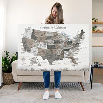 Travels And Adventures II Push Pin USA Map