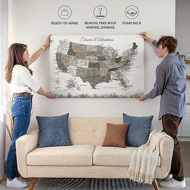 Travels And Adventures II Push Pin USA Map