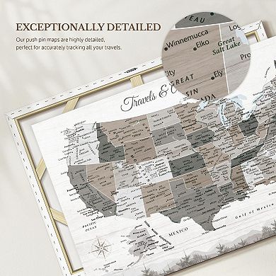 Travels And Adventures II Push Pin USA Map