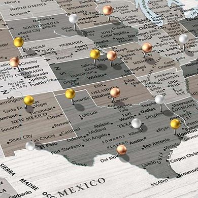 Travels And Adventures II Push Pin USA Map