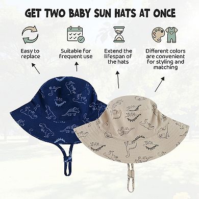 2-Pack Bucket Hat UPF 50+ Wide Brim Sun Protection Beach Hats for Boy