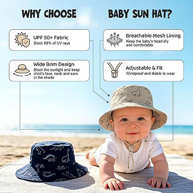 2-Pack Bucket Hat UPF 50+ Wide Brim Sun Protection Beach Hats for Boy