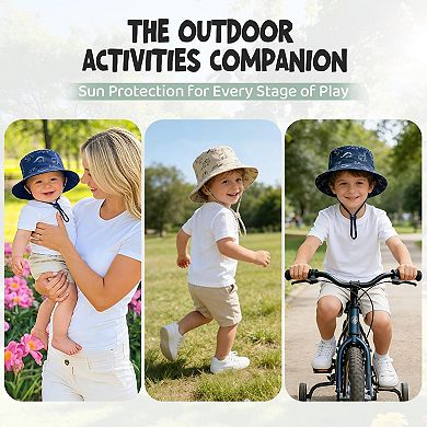 2-Pack Bucket Hat UPF 50+ Wide Brim Sun Protection Beach Hats for Boy