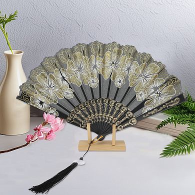 Rose Lace with Tassel Folding Fan 1 Pc
