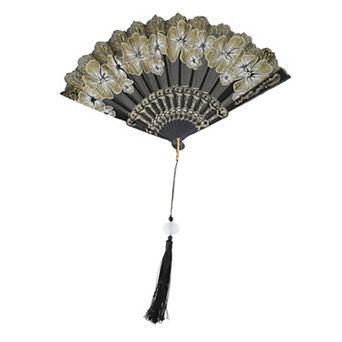 Rose Lace with Tassel Folding Fan 1 pc