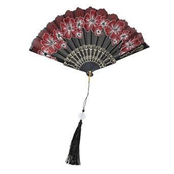 Rose Lace with Tassel Folding Fan 1 pc