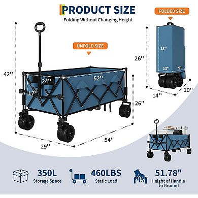 Foldable Wagon for Beach,Extra Large Collapsible Foldable Wagon for Camping,Extended with Cup Holder