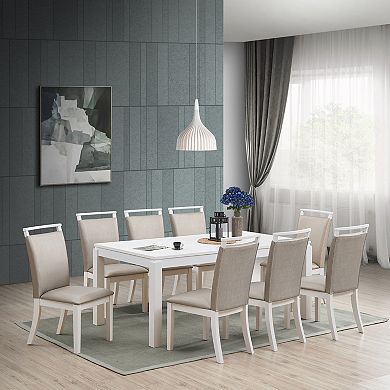 Kings Brand Furniture Modern White Dining Table with Solid Wood Construction