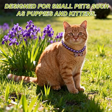 2Pcs Cats Dog Pearl Collar Small Bow Shape for Wedding Party