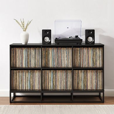 Crosley ENZO 6-Cube Record Player Stand With Vinyl Storage