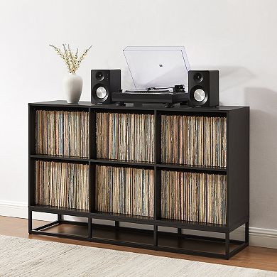 Crosley ENZO 6-Cube Record Player Stand With Vinyl Storage