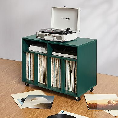 Crosley Carlo Rolling Record Player Stand With Vinyl Storage